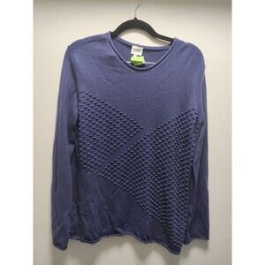 ARMANI COLLEZIONI Womens Blue Textured soft wool Sweater US Size 14